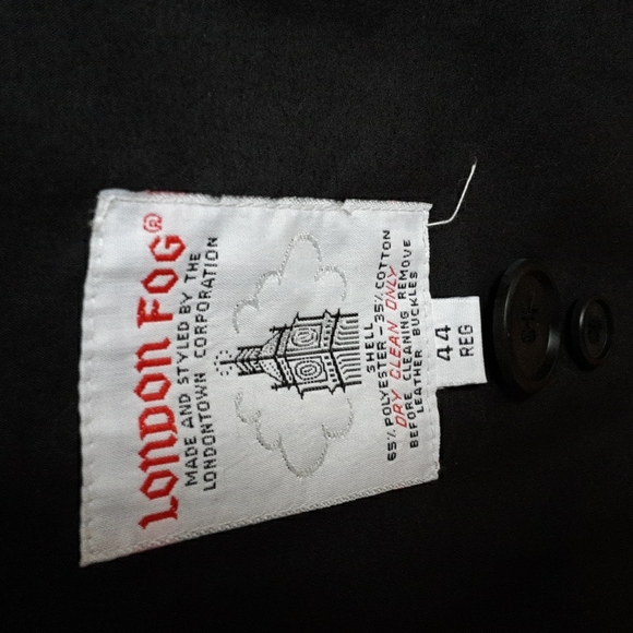 LONDON FOG MENS 44R LINED TRENCHCOAT BLACK/Belted - Picture 13 of 16